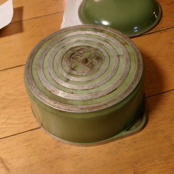 vtg 70s club aluminum cast aluminum avocado green dutch oven dome lid 4qt - Picture 4 of 5